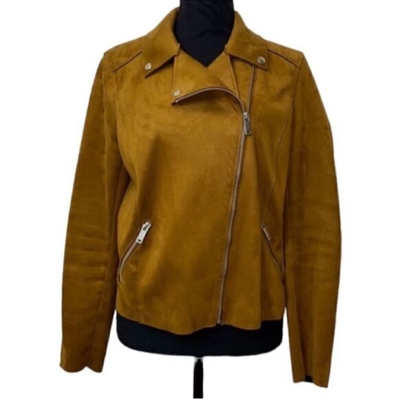 H&M Brown Biker Faux Suede Jacket(Size 8) - Picture 3 of 8